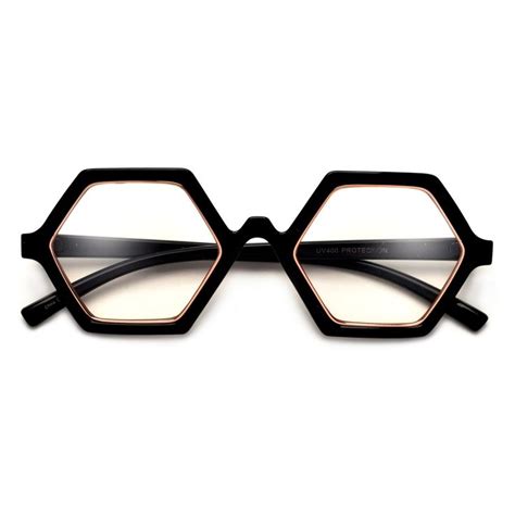 Bold Hexagonal Fashion Forward Clear Eyewear Funky Glasses Glasses Frames Trendy Stylish Glasses