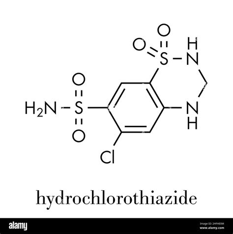 Hydrochlorothiazide Diuretic Drug Molecule Skeletal Formula Stock