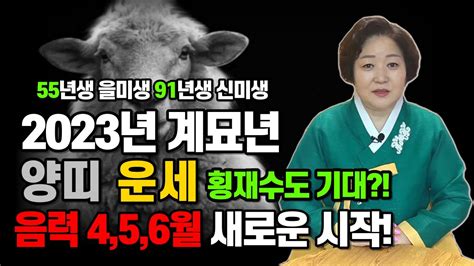 2023년 계묘년 양띠 55년생 69세 을미생 91년생 33세 신미생 운세 음력 456월 부터 새로운 시작이 열립니다