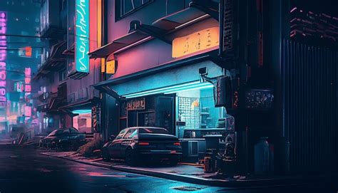 Cidade Futurista De Fic O Cient Fica Cyberpunk Luzes De N On