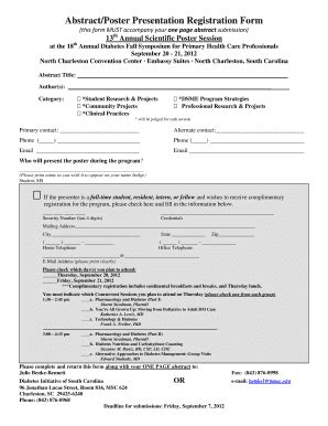 Fillable Online Clinicaldepartments Musc Abstract Poster Presentation