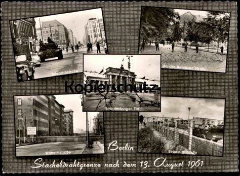 ÄLTERE POSTKARTE BERLIN STACHELDRAHTGRENZE PANZER BERLINER MAUER THE