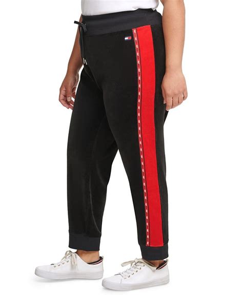 Tommy Hilfiger Plus Size Colorblocked Velour Jogger Pants With Micro