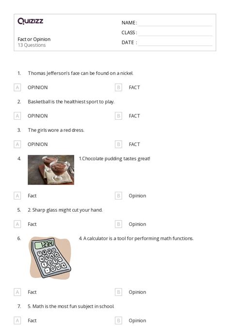 50 Fact Vs Opinion Worksheets On Quizizz Free And Printable