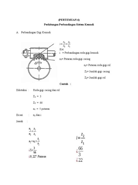 6 Perhitungan Perbandingan Sistem Kemudi Pertemuan 6 Pdf