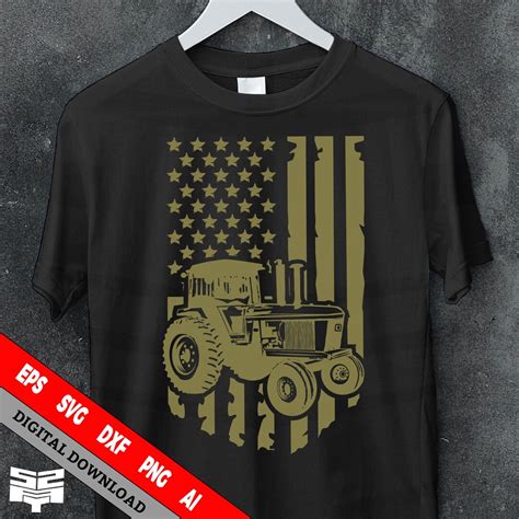 Farm Tractor Svg Cut Files Farm Tractor Patriotic US Flag Etsy Canada