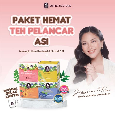 Jual Mamabear Tea Bundling Hemat Box Mix Free Gelas Kaca Asi