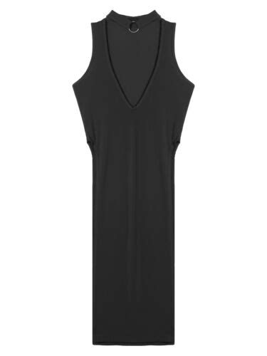 Women S Bodycon Dress Ultra Thin Lingerie High Slit Leg Cheongsam Nightwear Club Ebay