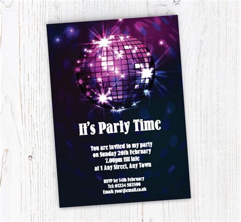 Purple Disco Ball Party Invitations | Personalise Online Plus Free ...