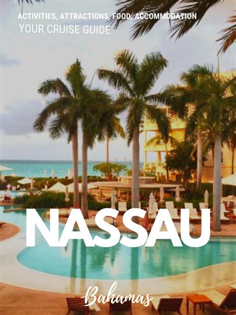 an outdoor swimming pool with palm trees and the words nassau below it ...