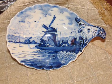 Vintage Hand Painted Delft Made In Holland Windmill Trinket Etsy