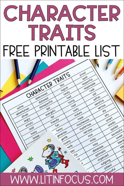 100 Character Traits List Free Printable PDF Literacy In Focus