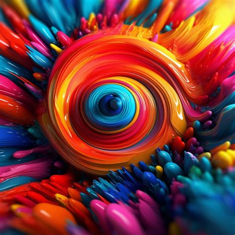 La pintura de colores brillantes se arremolina en un patrón en espiral