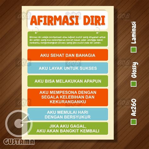 Jual Poster Afirmasi Diri, Poster Edukasi Motivasi Laminasi A3 | Shopee Indonesia