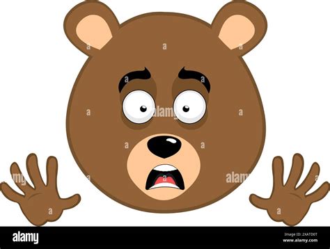 Vector Illustration Face Brown Bear Grizzly Cartoon With An Expression