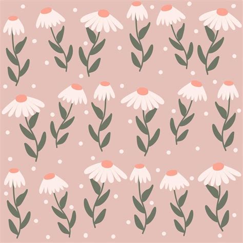 Premium Vector Seamless Pattern With Daisy Flowers And Dots