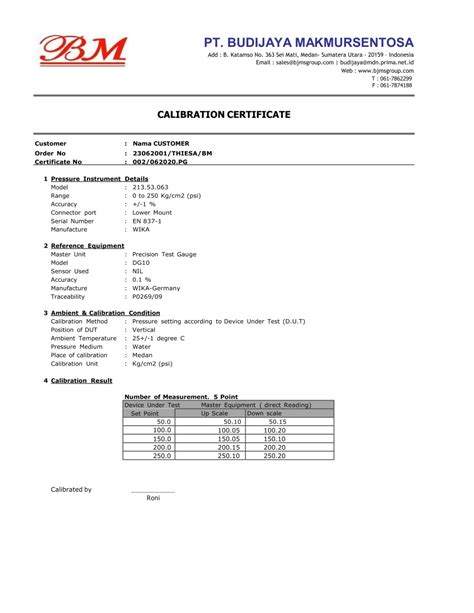 Sertifikat Kalibrasi In House Bjms Bjmsonline