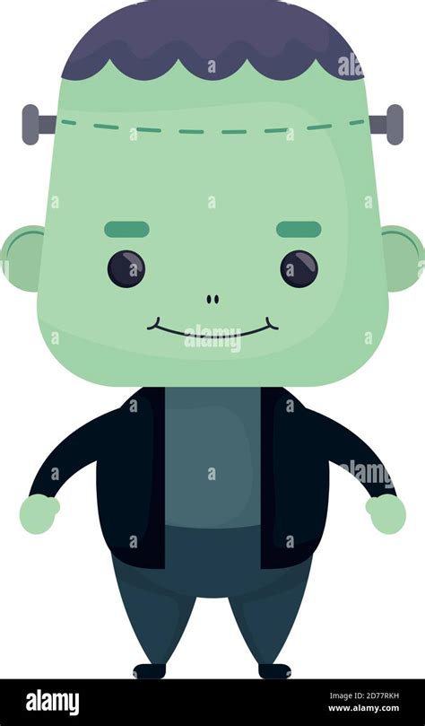 Happy Halloween Cute Frankenstein Character Vector Illustration Design