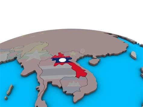 Mapa De Laos Con La Bandera En El Globo Stock de ilustración