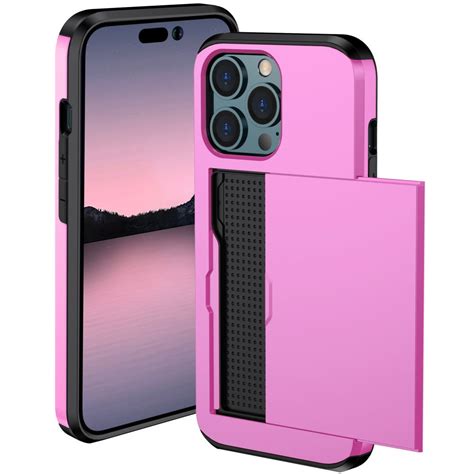 IPhone 14 Pro Max Slim Shield Case With Card Holder Pink