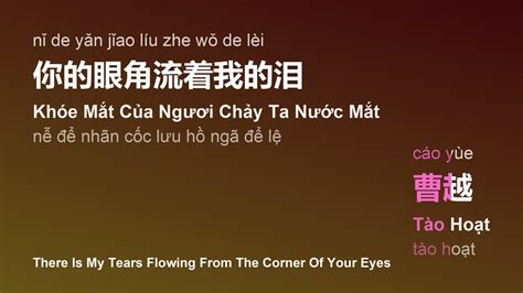 你的眼角流着我的泪 Khóe Mắt Của Ngươi Chảy Ta Nước Mắtnǐ De Yǎn Jǐao Líu Zhe