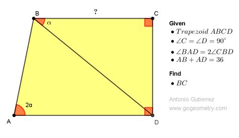 Geometry Problem 1513: Solving the base in a Right Trapezoid with Double Angle and Sum of Two ...