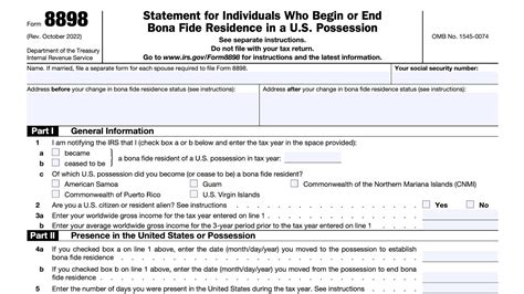 Irs Form Walkthrough Beginning Or Ending Bona Fide Residence In A