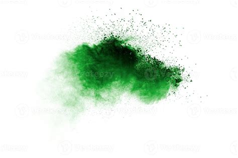 Abstract Green Dust Explosion On White Background 7144524 Stock Photo