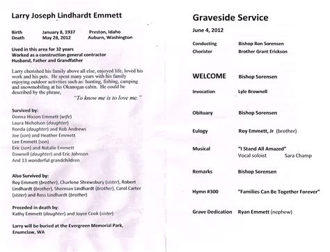 Graveside Service Program Template