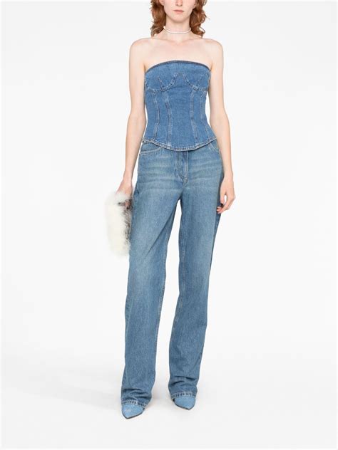 Magda Butrym Strapless Denim Corset Top Blue Farfetch Ao