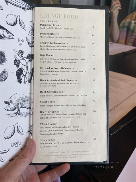 Menu Of Vaga Restaurant And Bar In Encinitas Ca 92024