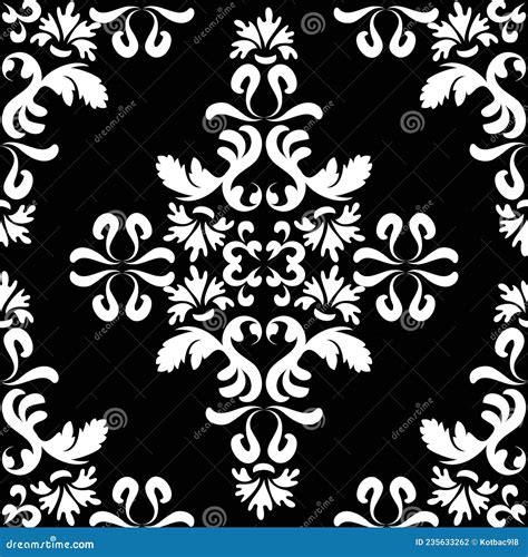 Antique Damascus Pattern on a Black Background. Stock Vector ...