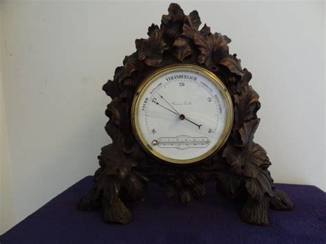 Antieke Staande Aneroid Barometer Met Thermometer Walnoot Catawiki