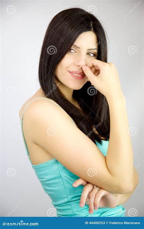 Gorgeous Shy Brunette Woman Smiling In Studio Stock Image Image Of Elegant Makeup 46400253