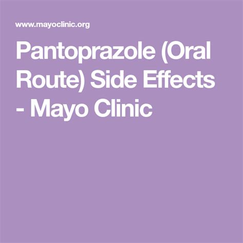 Pantoprazole (Oral Route) Side Effects - Mayo Clinic in 2022 | Side ...