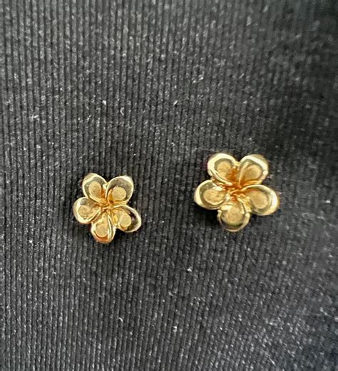 K Gold Plumeria Flower Earring Stud Resende Rj Gov Br