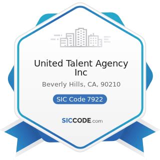 United Talent Agency Inc - ZIP 90210, NAICS 711410