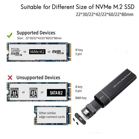 M2 Nvme Ssd Enclosure External M2 Nvme เคส M2 Usb 31 Type C 10gbps อะ