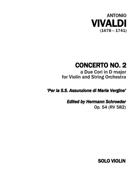 Violin Concerto In D Major Rv 582 Vivaldi Antonio Imslp