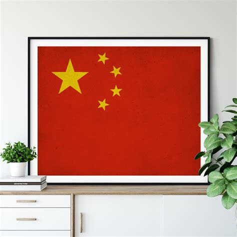 China Flag Art, China Flag Print, Flag Poster, Country Flags, Flag ...