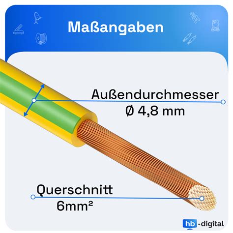 10m Flexibles Erdungskabel 6mm2 H07V K Einzelader PVC Bei Hb Digital