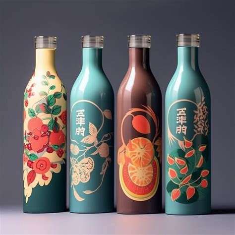 Premium AI Image | three bottles of asian tea with asian writing on them.