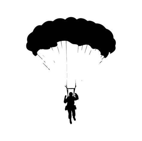 Premium Vector Skydiver Flying With Parachute Silhouette Vector