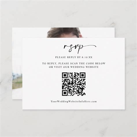 Modern Minimal Wedding QR Code Photo RSVP Card | Zazzle