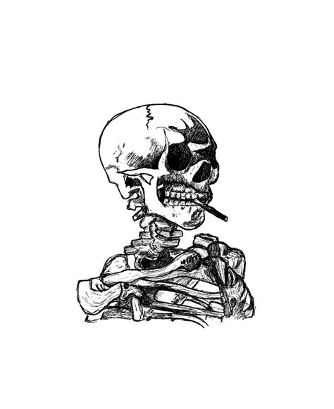 Skull Of A Skeleton With Burning Cigarette Sketch Ipad Case And Skin