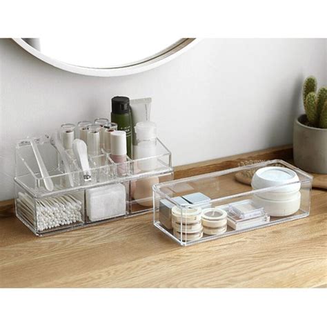 Caja de almacenamiento organizadora de maquillaje transparente portátil