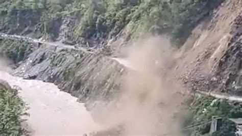 Watch Heavy Rainfall Triggers Massive Landslide In Indias Uttarakhand Badrinath Highway