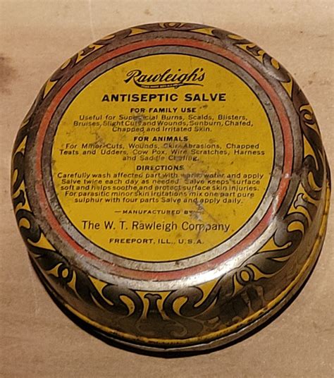 Vintage EMPTY Rawleigh S Antiseptic Salve Tin Can 12 Oz Large Can 4