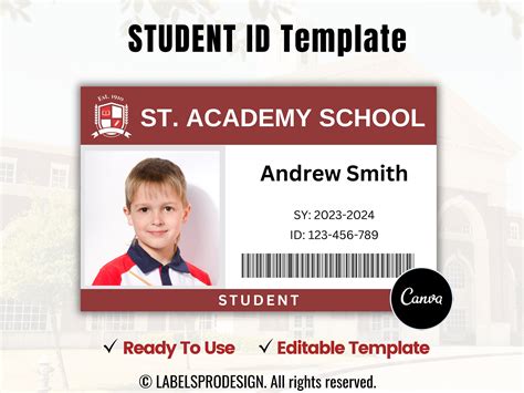 Student ID Card Template, Editable School ID, Homeschool Teacher Badge ...