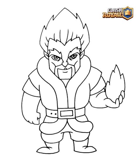 Coloriage Magicien Du Feu Du Jeu Clash Royale Dessin Gratuit à Imprimer